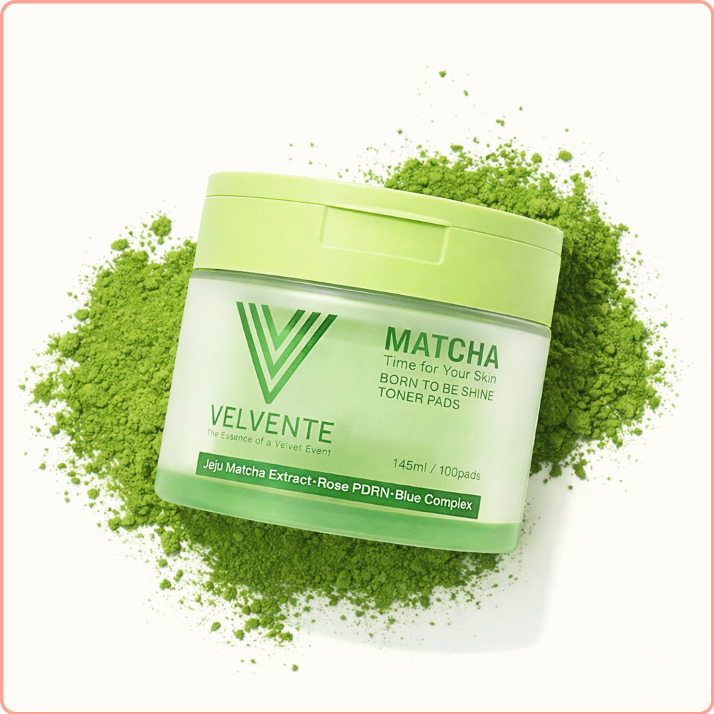 VELVENTE Matcha PDRN Toner Pad - Korean Vegan Skincare for Redness and Pores with Powder
