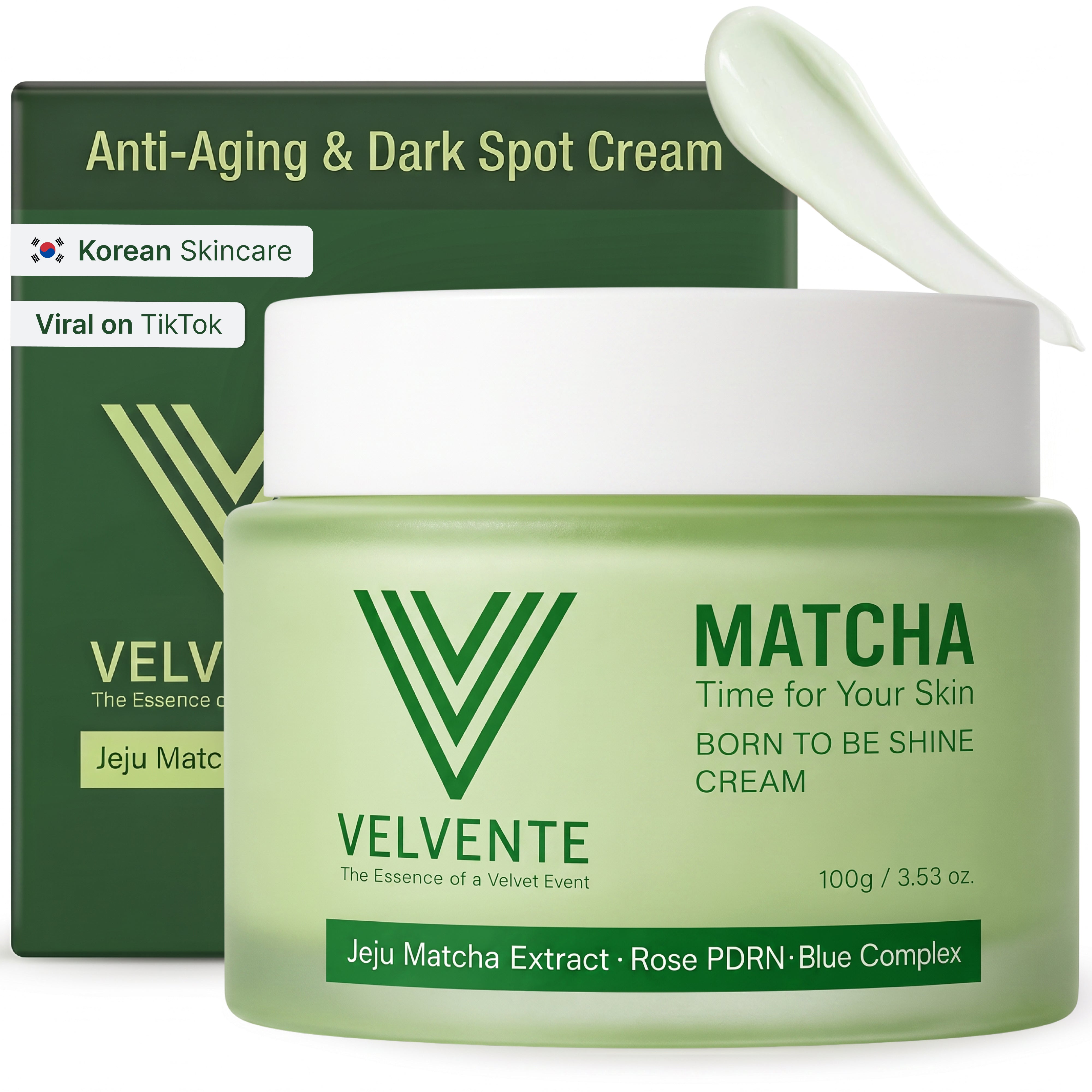 VELVENTE Matcha PDRN Korean Anti-Aging Firming Moisturizer, Dark Spot Cream | Rich formula plumps, firms, evens tone & repairs barrier